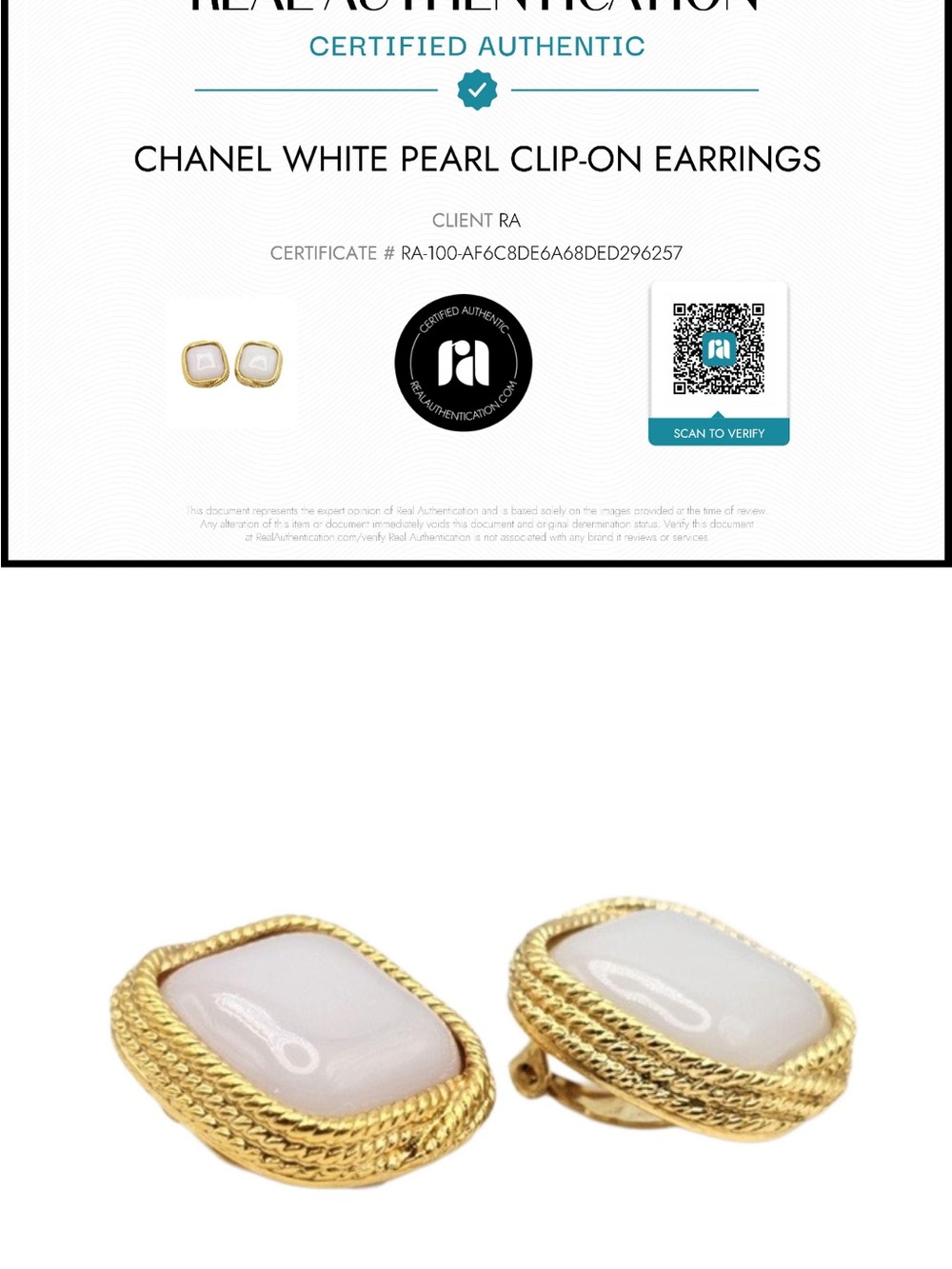 Authentic vintage 1993 Chanel Earrings w/Gripoix poured glass & gold border - Picture 8 of 16